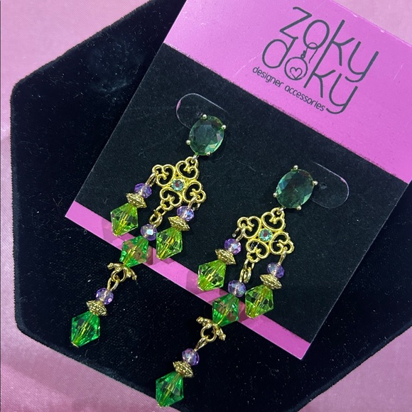 ZokyDoky Jewelry - Peridot with Lavender Crystal Earrings-NWT